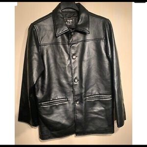 Emporio Armani Mens Black Faux Leather Jacket Sz L